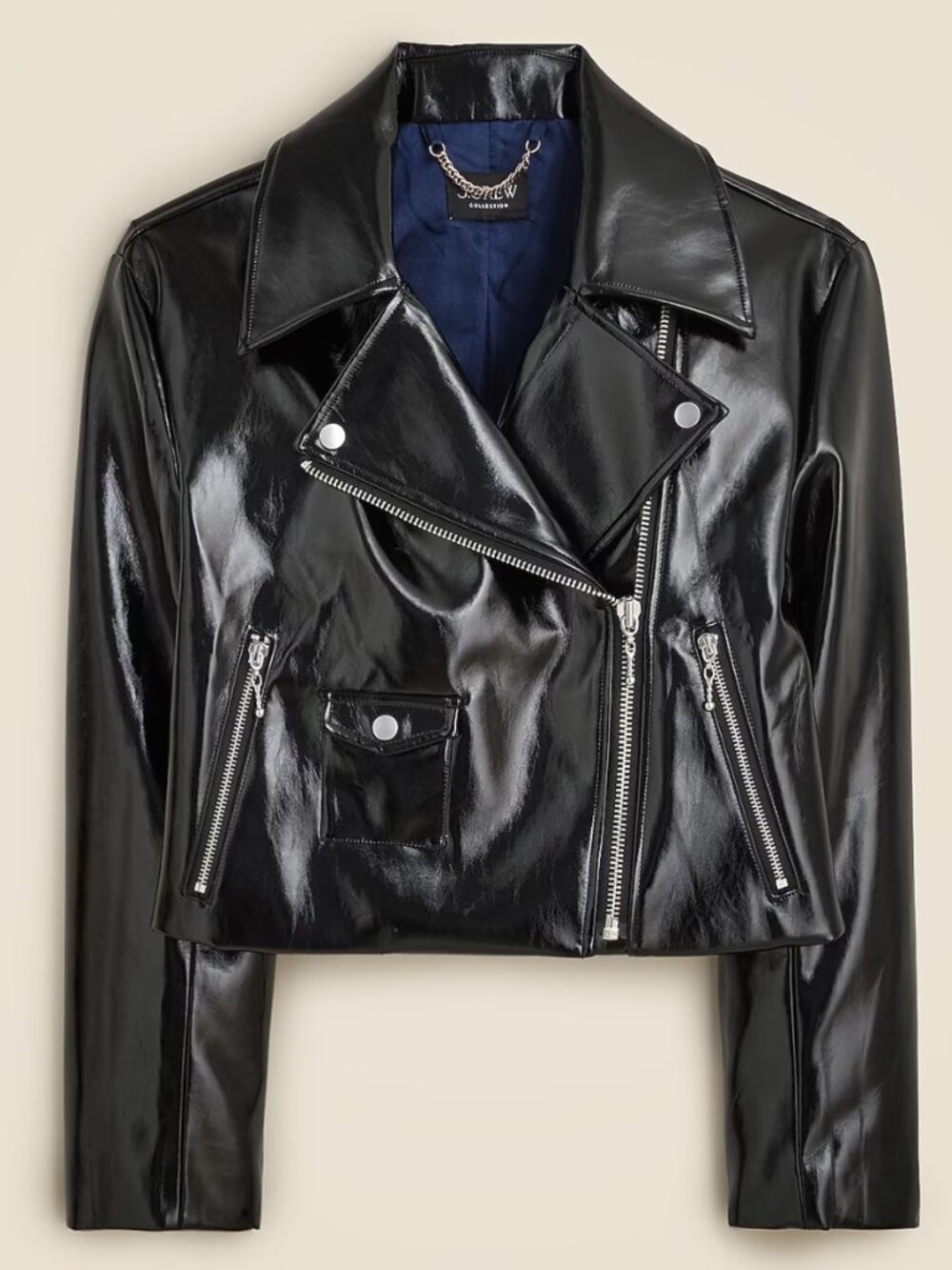 J.Crew Collection moto jacket in faux patent leather NWOT